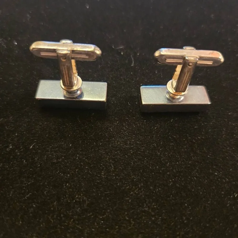 Vintage Wheat Motiff Cuff Links Gunmetal and Silver Tone